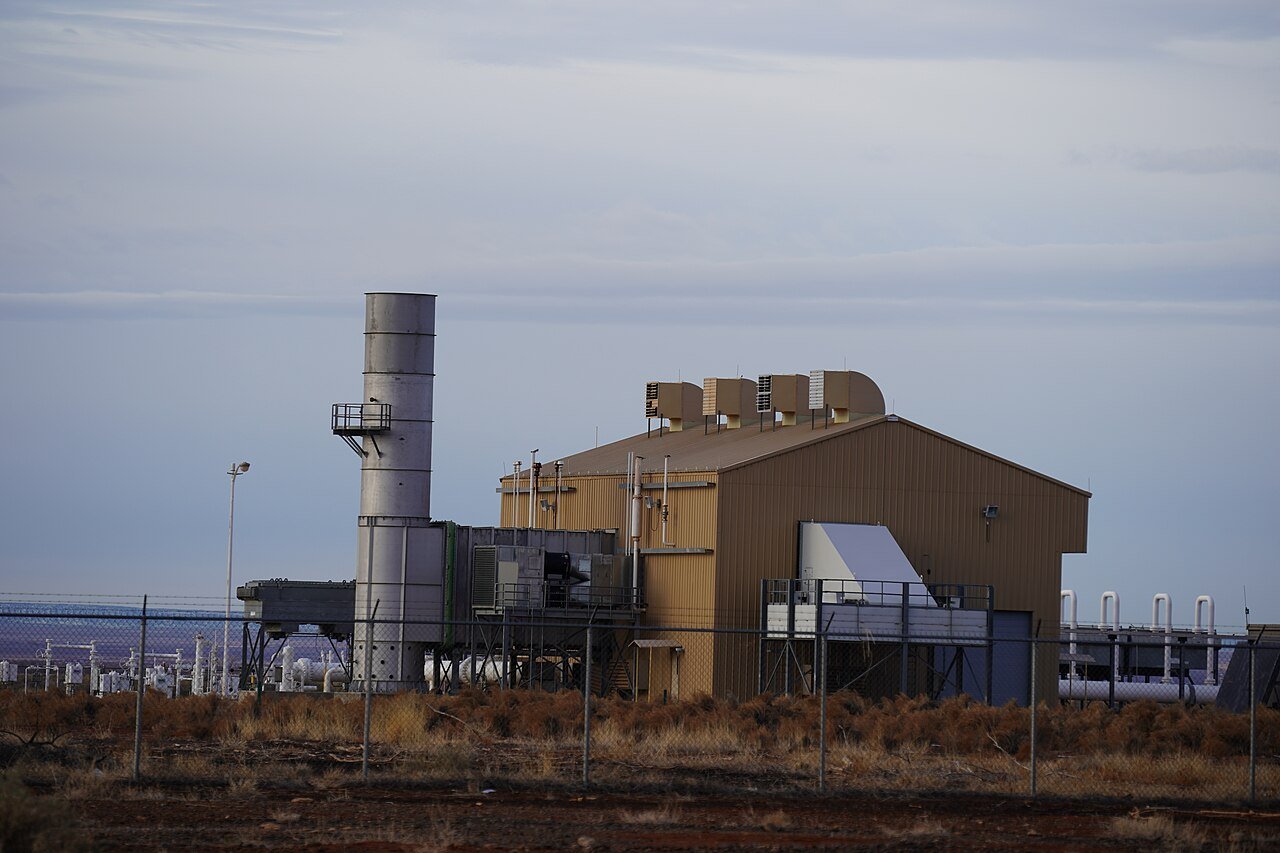 Compressor station installation with pipework, an asset class where night-shift leak sealing work requires defined exclusion zones and retreat paths